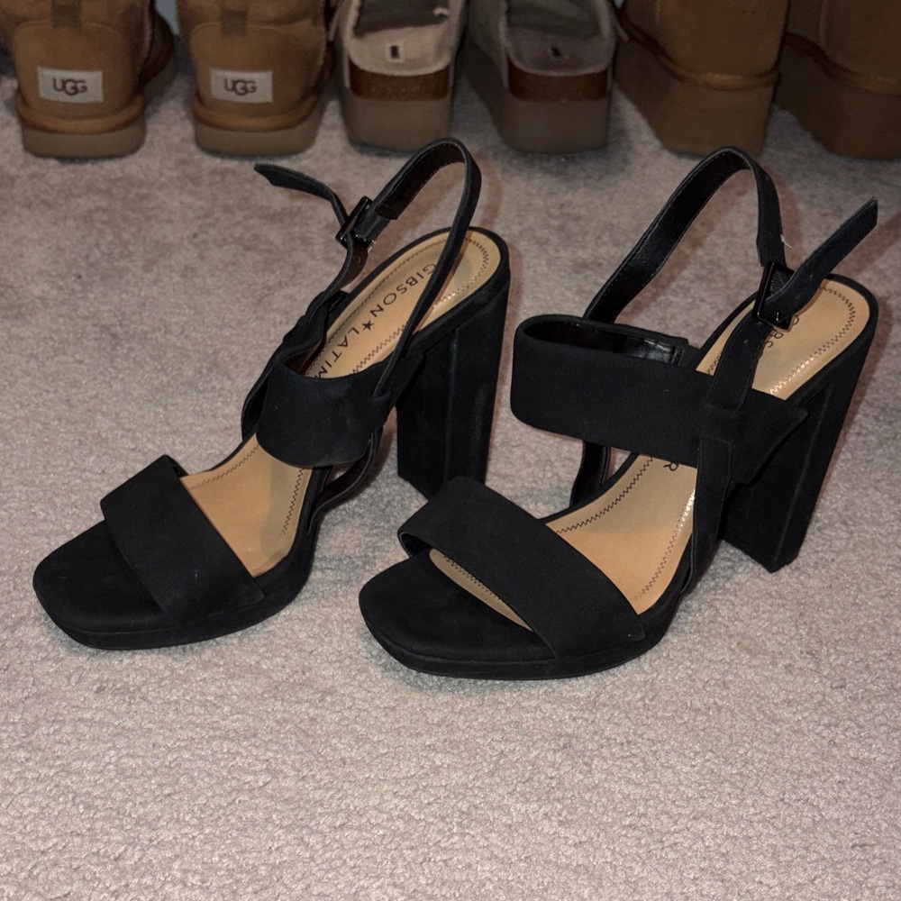 Stylish Black Block Heel Sandals Gibson latimer 6.5